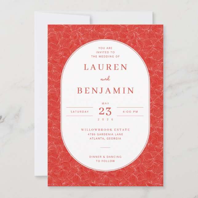 Invitation Refined Red Floral Pattern (Devant)