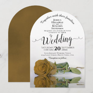 Invitation Reflet Golden Ochre Rose Mariage élégant