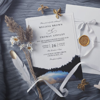 Invitation Reflets de lac rustique Mariage élégant au bord du