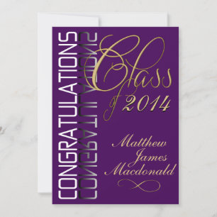 Invitation Réflexion violette Parti de graduation formelle