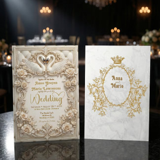 Invitation Regal Baroque Gold Filigree Crest Formal Wedding