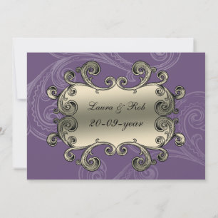 Invitation regal fleurit violet merci