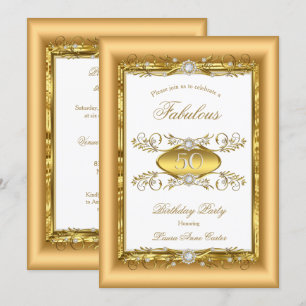 Invitation Regal Gold White Diamond fête d'anniversaire