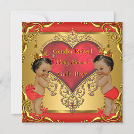 Invitation Regal Red Gold Baby shower de révélation de genre 