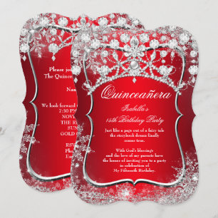 Invitation Regal Red Quinceanera 15e Hiver Merveilleux