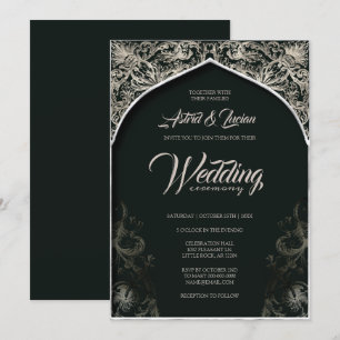 Invitation Regal Silver Flourdissant Chasseur Vert Mariage