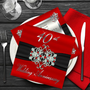 Invitation Regard de porte Diamant Rubis 40e anniversaire de 