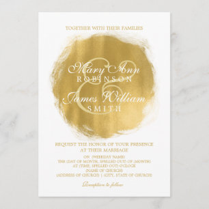 Invitation Regard moderne de peinture d'or de mariage
