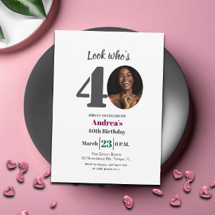 Invitation Regarde qui a 40 ans ! Photo de fête d'anniversair