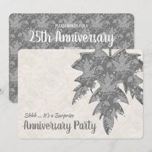 Invitation Regarder le métal d'argent Feuilles d'automne 25e 