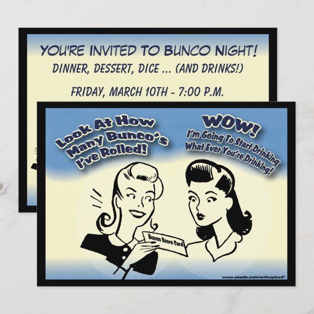 Invitation Regardez combien de Bunco j'ai roulé (Devant / Derrière)