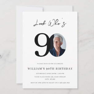 Invitation Regardez la photo simple moderne pour les 90 ans
