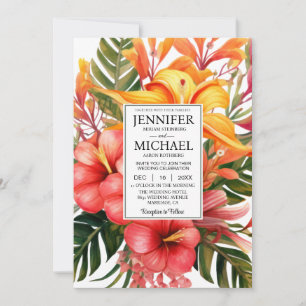 Invitation REGARDEZ LE Mariage Floral Tropical All-In-One