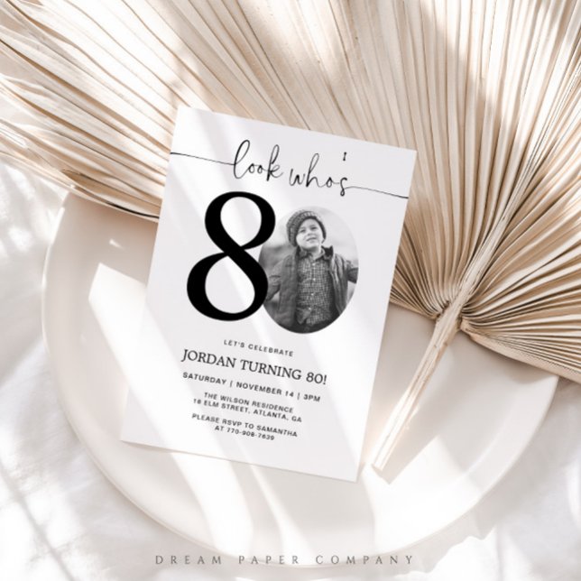 Invitation Regardez qui a 80 ans | Photo 80th Birthday Invita (Créateur téléchargé)