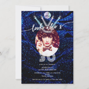 Invitation Regardez qui est 30 moderne Disco Retro Photo Anni