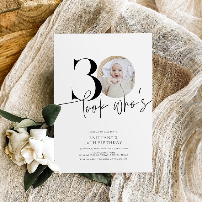 Invitation Regardez qui est 30 Photo simple moderne 30e anniv (Créateur téléchargé)