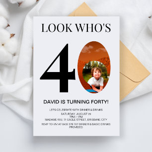 Invitation Regardez qui est 40 40e fête d'anniversaire pour h
