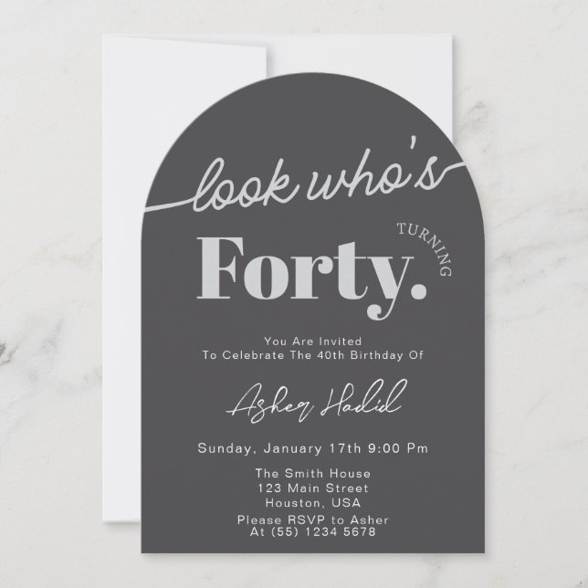 Invitation Regardez qui est 40 moderne simple 40e anniversair (Devant)