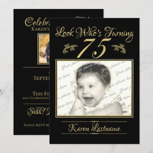 Invitation Regardez qui est 75 Photo Gold Black