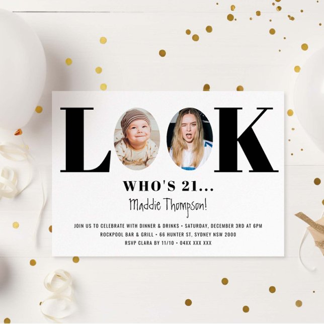 Invitation Regardez qui est anniversaire drôle Photo Invitati (Créateur téléchargé)