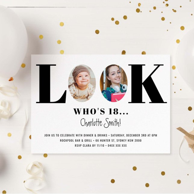 Invitation Regardez qui est anniversaire drôle Photo Invitati (Créateur téléchargé)