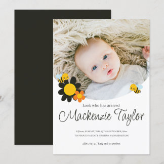 Invitation Regardez qui est ici Nouveau bébé abeille thème Fa