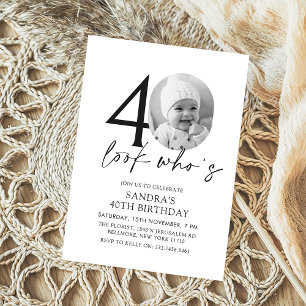 Invitation Regardez qui est moderne photo simple 40e annivers