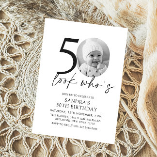 Invitation Regardez qui est moderne photo simple 50e annivers