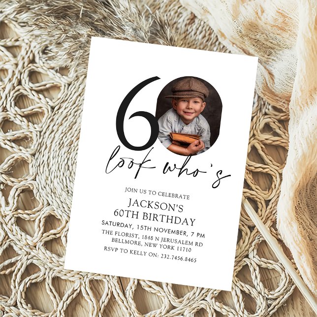 Invitation Regardez qui est moderne photo simple 60e annivers (Créateur téléchargé)