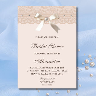 Invitation Regency Blush Bow Pearl Fête des mariées