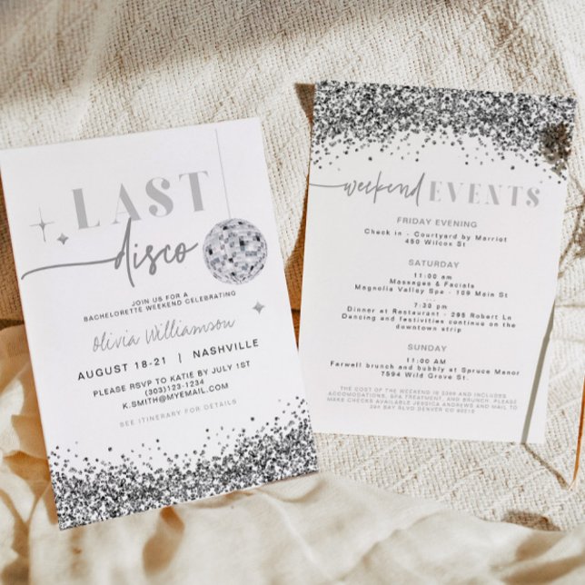 Invitation REGINA Argent Dernier Disco Bachelorette Week-end  (Créateur téléchargé)