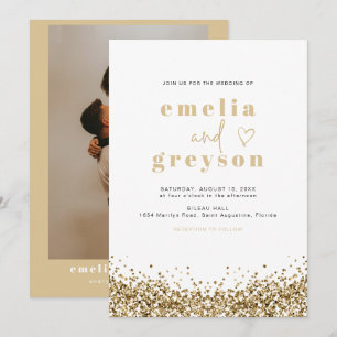 Invitation REGINA Glam Yellow Gold Sequins Disco Mariage