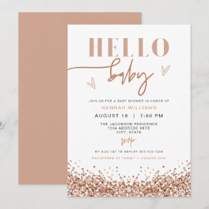 Invitation REGINA Hello Baby Rose Gold Sequin Baby shower