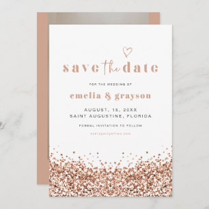 Invitation REGINA Rose Gold Sequins Parties scintillant Enreg