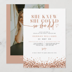 Invitation REGINA Rose Parties scintillant Or Elle L'A Fait G