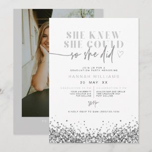 Invitation REGINA Silver Sequin Parties scintillant Elle L'A 