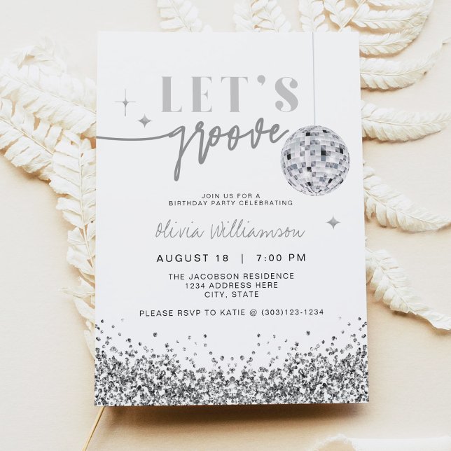 Invitation REGINA Silver Sequins Disco Anniversaire (Créateur téléchargé)