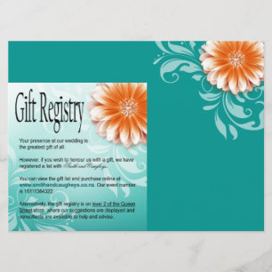 Invitation Registre de cadeaux Gerbera Daisy Orange Aqua