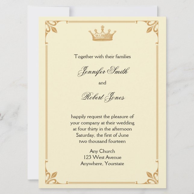 Invitation Réglementation de la Couronne en or et Mariage ivo (Devant)