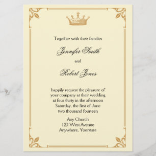 Invitation Réglementation de la Couronne en or et Mariage ivo