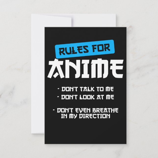 Invitation règles dessin animé manga art cosplay otaku cadeau (Devant)
