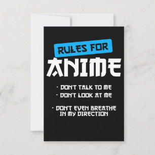 Invitation règles dessin animé manga art cosplay otaku cadeau