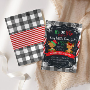 Invitation Reindeer Genre Révéler Noël Baby Party