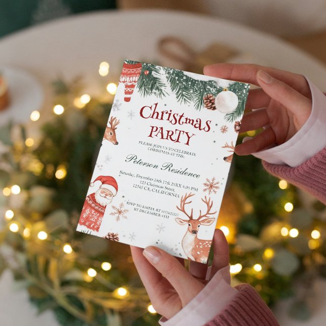 Invitation Reindeer Père Noël Et Ornements Noël Fête (Créateur téléchargé)