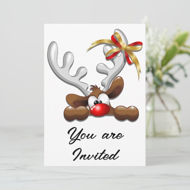 Invitation Reindeer Puzzled drôle Caractère de Noël (Debout devant)