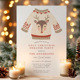 Invitation Reindeer Tacky Fête de Sweater Noël laid