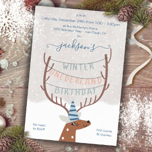 Invitation Reindeer Winter Onederland Fête d'anniversaire