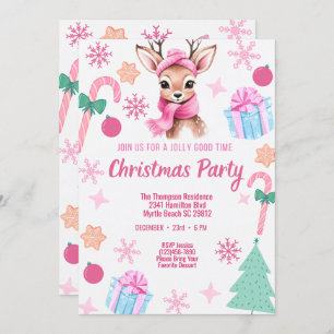 Invitation Reinder Noël Party rose