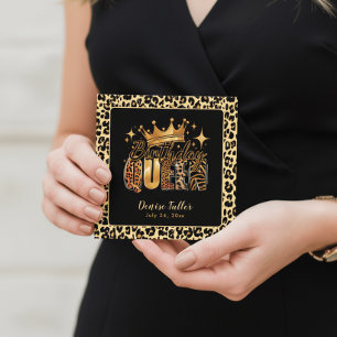 Invitation Reine d'anniversaire Fun Léopard Quarante Annivers