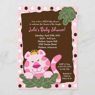 Invitation REINE DU Baby shower JUNGLE TIGER 5x7
